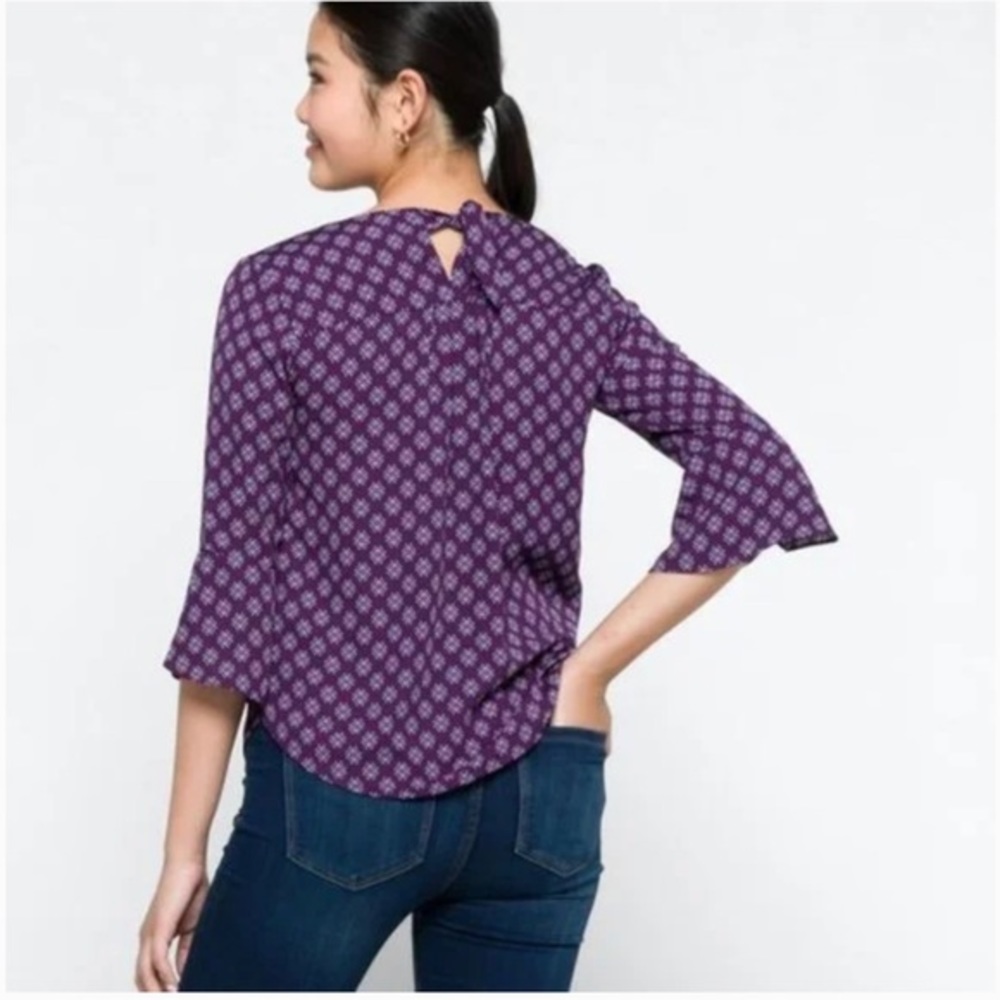 41 Hawthorn Dania Tie Back Bell Sleeve Blouse Plum M NWT Stitch Fix